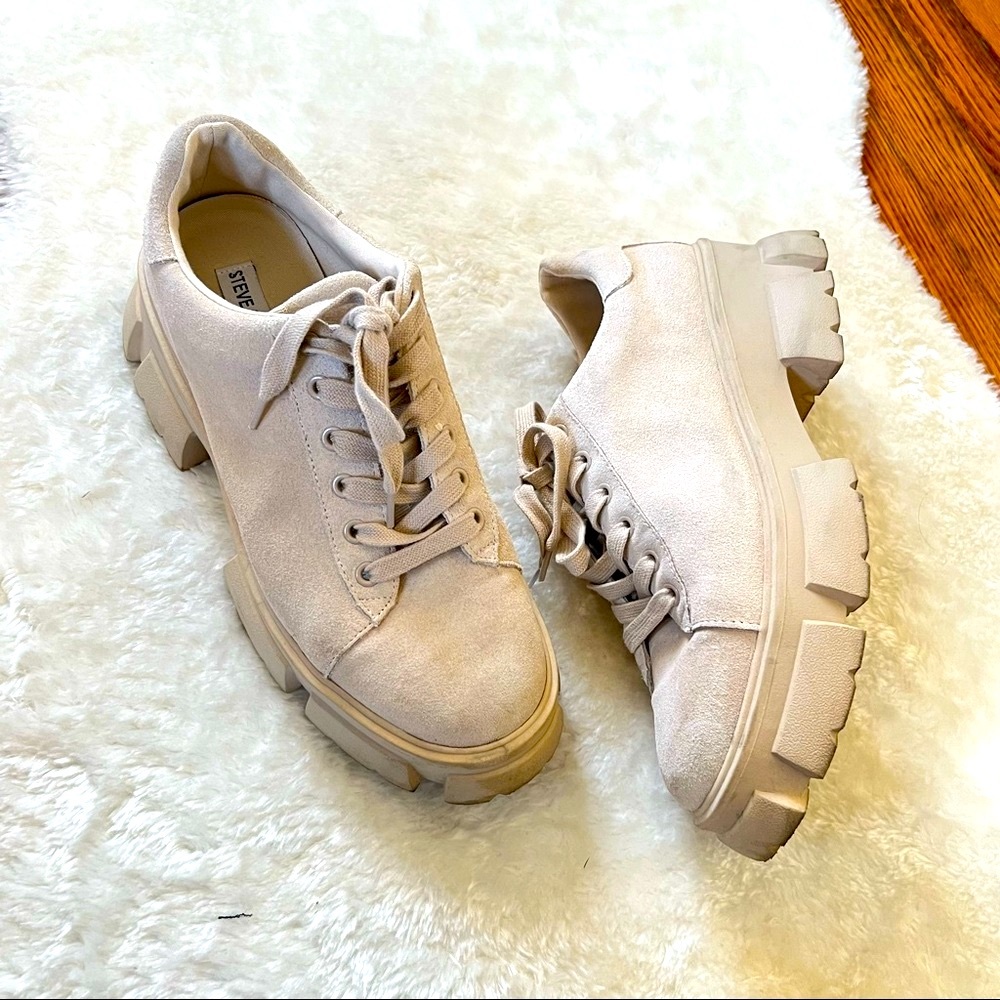 Steve Madden Michigan Chunky Platform Suede Leather Sneakers Sz 10 - Picture 3 of 11